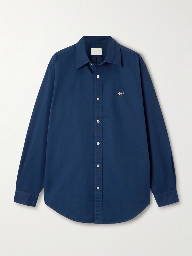 Aimé Leon Dore Embroidered Cotton-twill Shirt - Blue