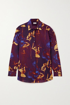 Dries Van Noten Clavelly Floral-print Cotton-voile Shirt - Burgundy