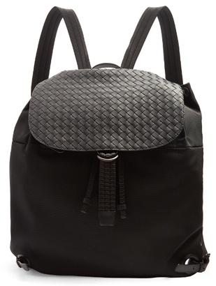 Bottega Veneta Canvas and intrecciato leather backpack