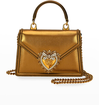 Dolce & Gabbana Small Devotion Bag In Mordore Nappa Gold For Women