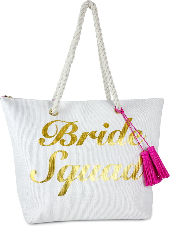 Magid Straw “Bride Squad” Beach Tote