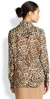 Thumbnail for your product : L'Agence Silk Leopard-Print Blouse
