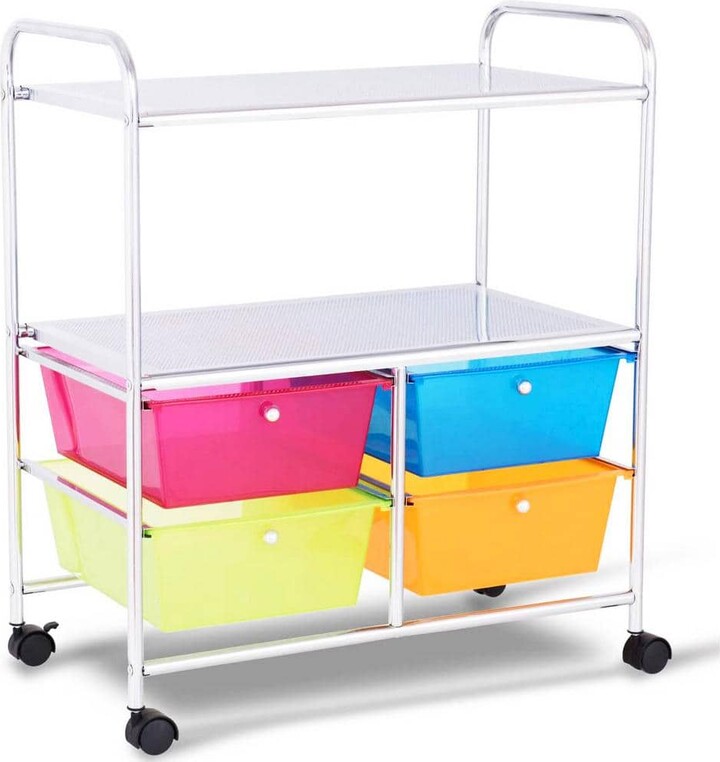 Bunpeony 3-Tier Multi-color Rolling Storage Cart with 4-Drawers