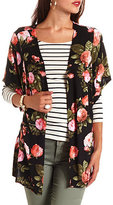 Thumbnail for your product : Charlotte Russe Knit Floral Print Kimono Top
