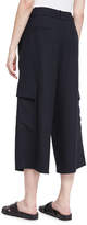 Thumbnail for your product : Tibi Owen Cropped Twill Wide-Leg Pants, Navy