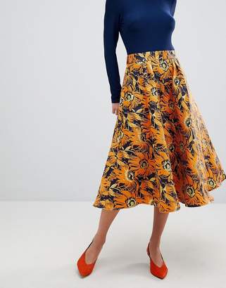 Traffic People Midi Dress With Contrast Printed Skirt