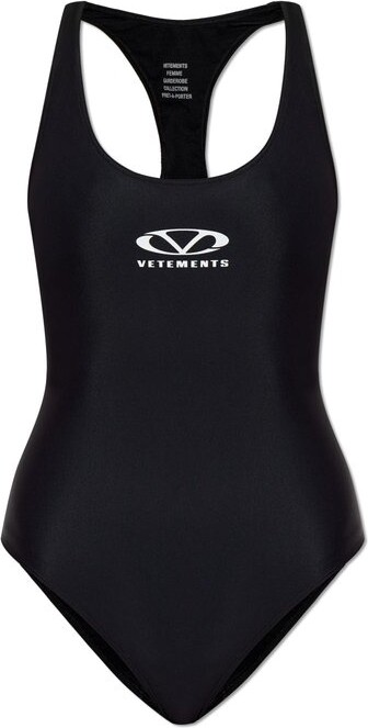 Vetements Racerback Logo Printed One-Piece Swimsuit
