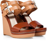 Thumbnail for your product : Chloé Nude/Chestnut Leather Wedge Sandals
