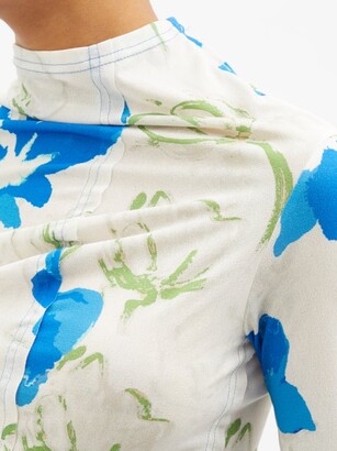 REJINA PYO Alix High-neck Floral-print Jersey Top - Blue Multi