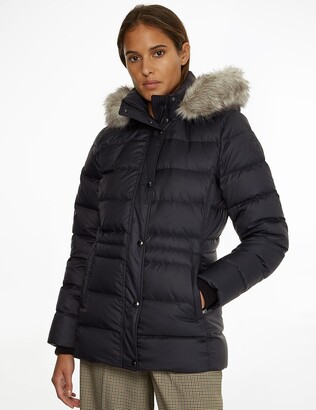 Tommy Hilfiger Mid-length Padded Puffer Jacket With Hood And Zip Fastening  - ShopStyle