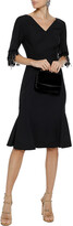 Thumbnail for your product : Carolina Herrera Fluted Bead-embellished Stretch-wool Crepe Dress