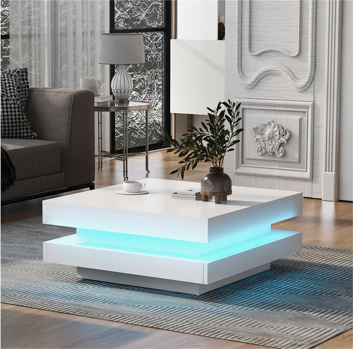 Uneeruiqy Smart Led Coffee Table for Living Room Center Table Smart Furniture with Plug-in 16 ...