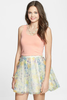 Thumbnail for your product : BCNU Floral Print Organza Skirt (Juniors)