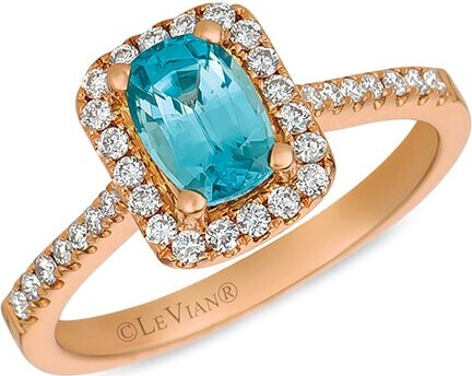 LeVian 14K Rose Gold 1.36 ct. tw. Diamond & Zircon Rectangular Ring