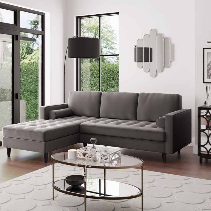 Dunelm Zoe Velvet Left Hand Corner Sofa Grey ShopStyle