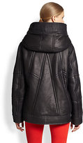 Thumbnail for your product : Helmut Lang Lamb Shearling & Leather Hooded Coat