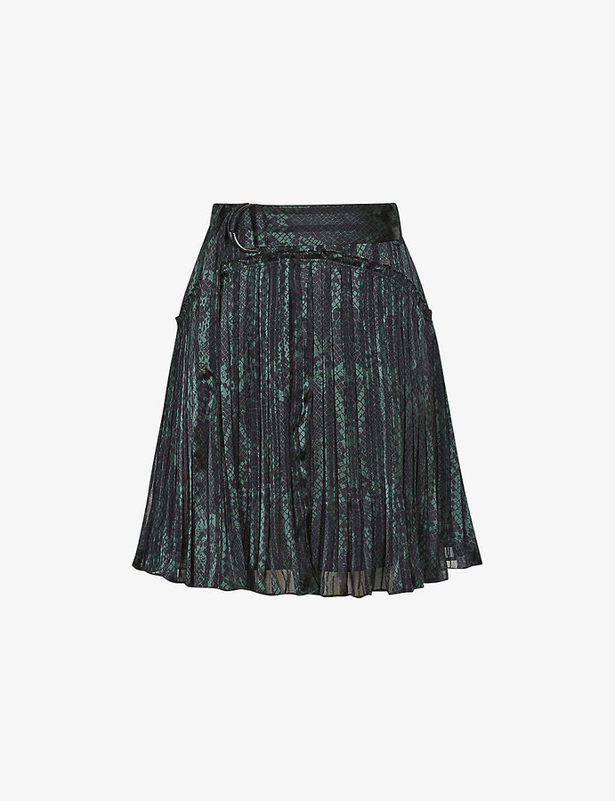 Reiss Orielle snakeskin-print crepe mini skirt - ShopStyle