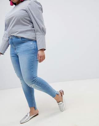 Urban Bliss Plus Distressed Ripped Skinny Jean in Light Wash