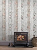 Thumbnail for your product : Fresco Distressed Wood Floral Wallpaper
