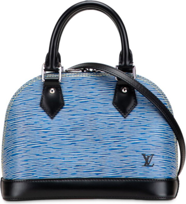 Louis Vuitton Black Blue Leather Handbag Shoulder Bag (Pre-Owned)