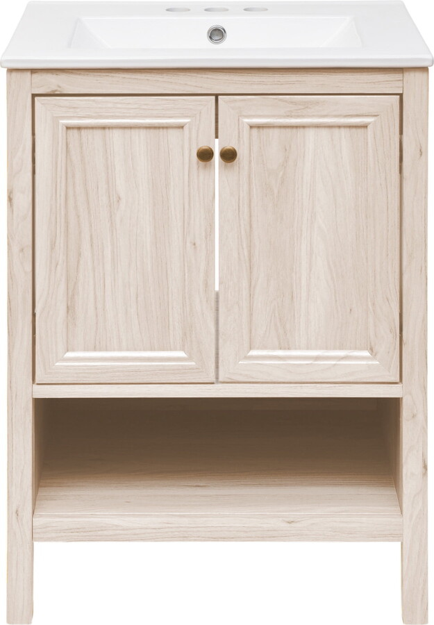 Chateau 24" Freestanding Bathroom Vanity in White Oak with 3-Hole Centerset Sink Top