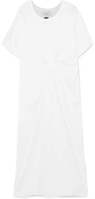 Facetasm Appliquéd Draped Cotton-jersey Midi Dress