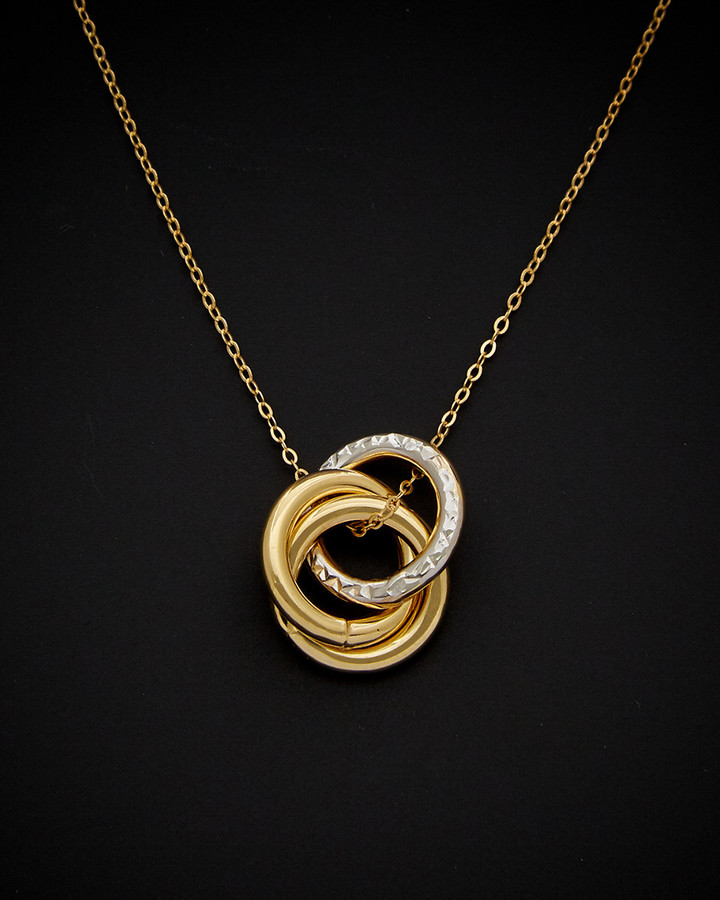 14K Gold Circle Love Knot necklace \u2022 Real Tri Tone Gold Love Knot necklace \u2022 14K Tri Color Gold Love Knot pendant Christmas Gift