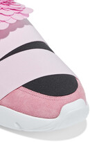 Thumbnail for your product : Emilio Pucci Sequined Satin, Suede And Neoprene Slip-on Sneakers
