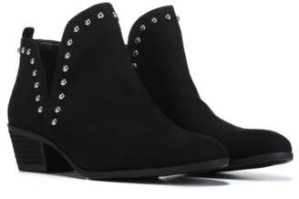 VFDB Western Studded Ankle Boots Womens Pointed Toe Block Mid Heel Slip On Booties