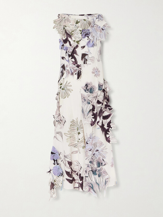 Altuzarra Carrol Floral-print Silk-crepe Midi Dress - Ivory
