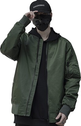 Hoodie Streetwear Green Bomber Jacket Mens Outfit Techwear Jacket