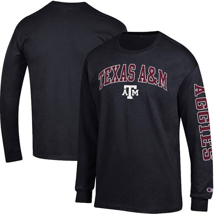 Men's Champion Black Texas A&M Aggies Arch Over Logo 2-Hit Long Sleeve T-Shirt