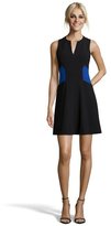 Thumbnail for your product : Rebecca Taylor black and blue stretch woven colorblock fit and flare dress