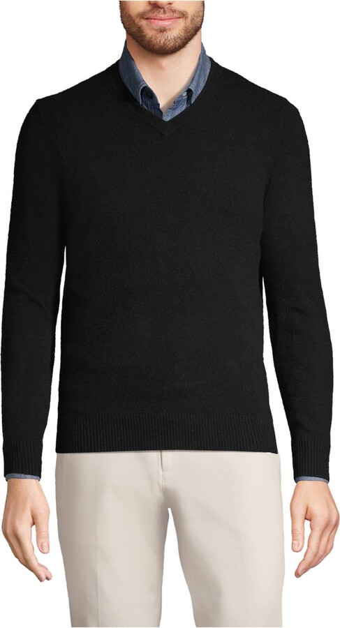Lands' End Big & Tall Fine Gauge Cashmere V-neck Sweater