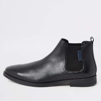 River Island Black leather pointed toe Chelsea boots