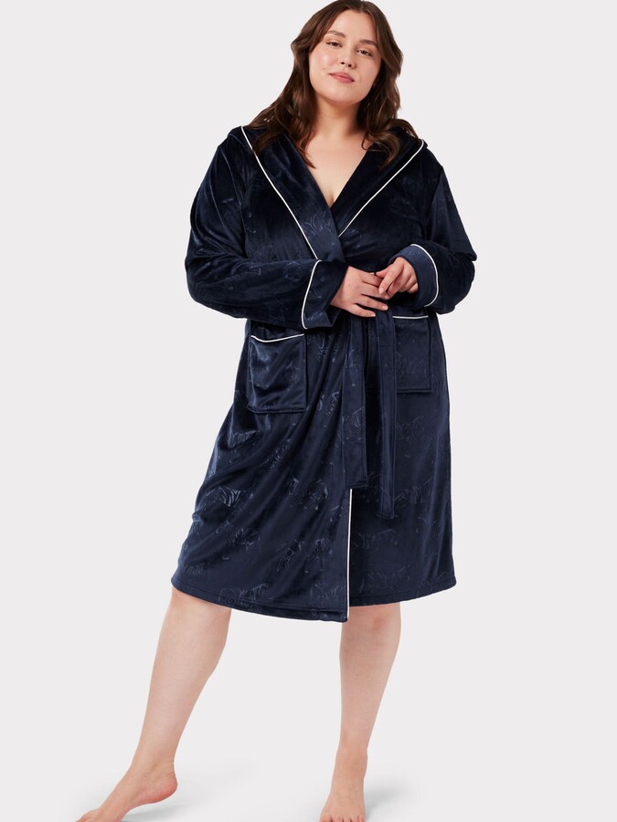 Chelsea Peers Curve Velour Zebra Print Hooded Gown ShopStyle Lingerie