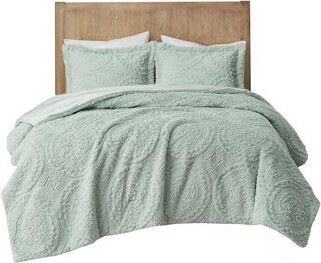 Alxfarton King/Cal King Embroidered Medallion Faux Fur Ultra Plush Comforter Mini Set