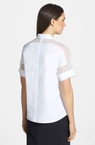 Thumbnail for your product : Lafayette 148 New York Sheer Inset Stretch Cotton Blouse