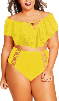 Viottiset Womens Ruffle Bikini Set Two Piece Plus Size Swimwear 