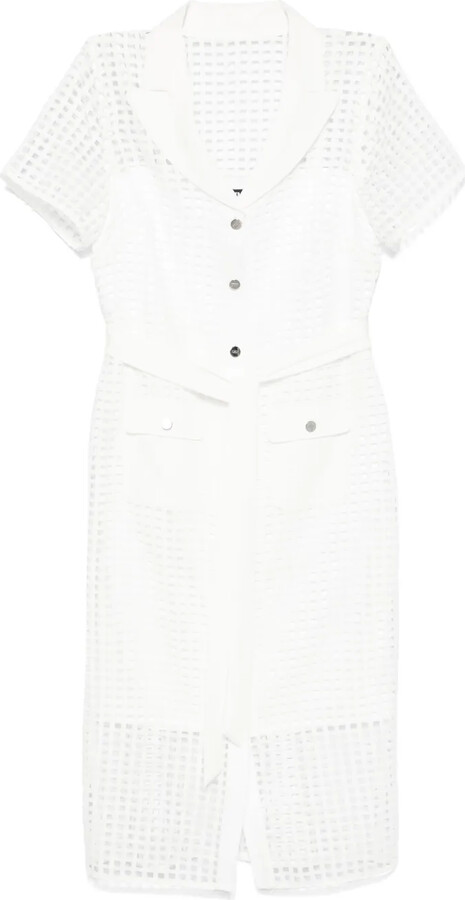 Grid-Pattern Midi Dress