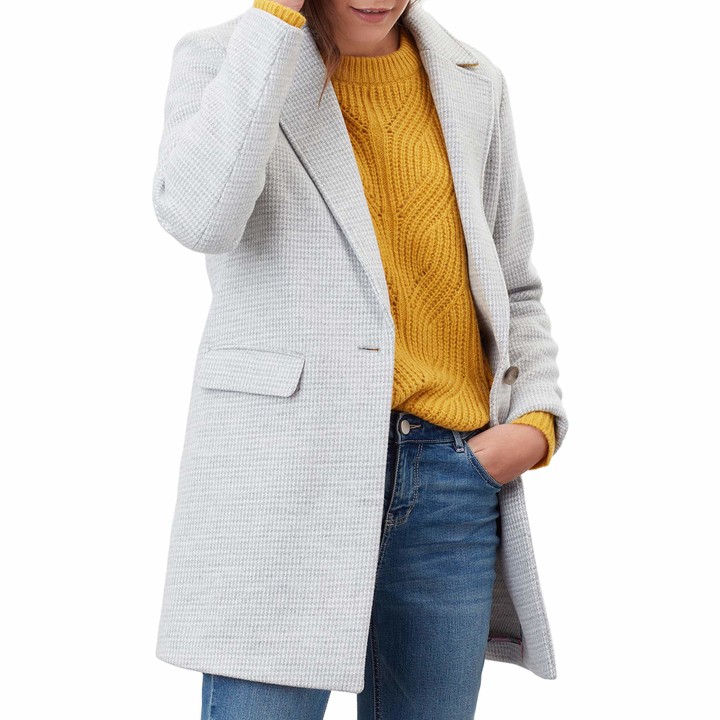 grey check wool coat