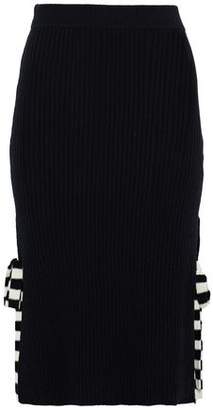 Chinti and Parker Tie-Detailed Ribbed Wool And Cashmere-Blend Skirt
