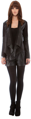 Cynthia Vincent Leather Sleeve Jacket