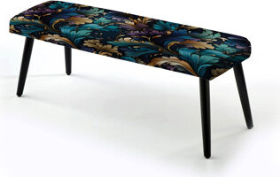 Design Art Nouveau Victorian Elegance Victorian Pattern - Floral Upholstered Black Bench