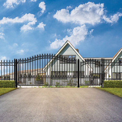 ALEKO 6 ft. H Prague Steel Single Swing Driveway Gate with Pedestrian Gate
