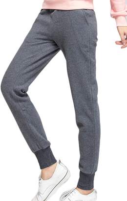 Suvotimo Women Casual Winter Plus Size Linen Thick Fleece Long Sports Pants S