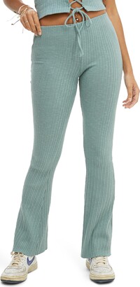Ribbed Flared Pants - Mint green - Ladies