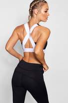 Thumbnail for your product : boohoo Fit Contrast Cross Back Sports Bra