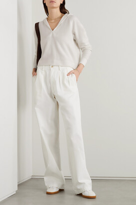 James Perse Waffle-knit Cotton And Cashmere-blend Hoodie - Off-white