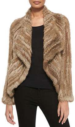 Belle Fare Open-Front Knitted Rabbit Jacket